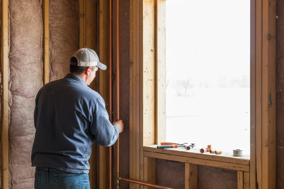Licensed plumber running new copper supply lines in a Stillman Valley home